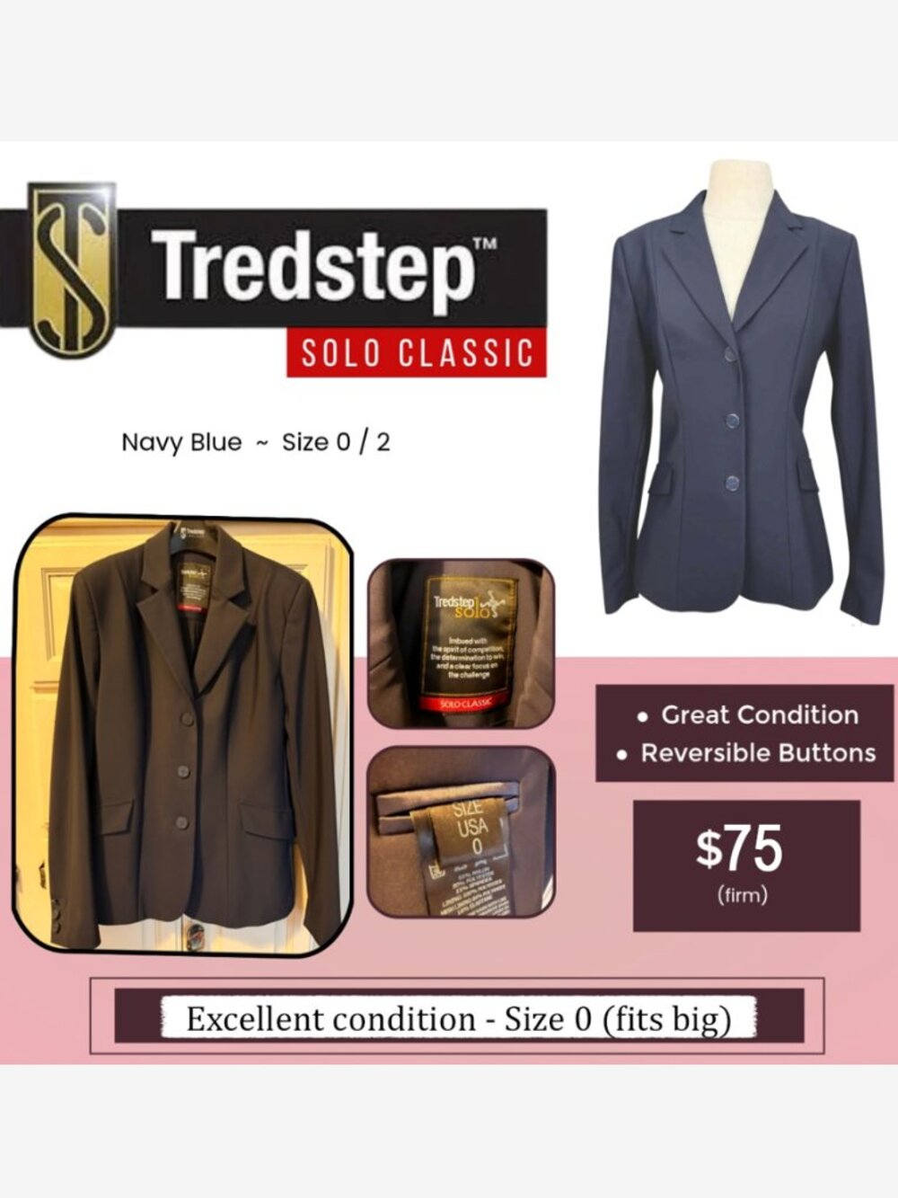 Tredstep Solo Classic show coat Size 0